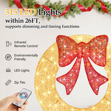 Christmas Wreath Decoration, LED Metal Holiday Decoration In Green Yellow