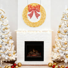 Christmas Wreath Decoration, LED Metal Holiday Decoration In Green Yellow