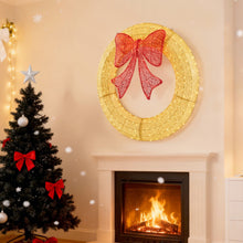 Christmas Wreath Decoration, LED Metal Holiday Decoration In Green Yellow