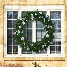 60in Pre-lit Christmas Wreath, Lighted Artificial Xmas Wreath With 220 Cold & Warm White Lights And 600 PVC Tips And DIY Ornaments, For Front Door Gate Wall Xmas Party Decorations, Light Green