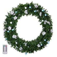 60in Pre-lit Christmas Wreath, Lighted Artificial Xmas Wreath With 220 Cold & Warm White Lights And 600 PVC Tips And DIY Ornaments, For Front Door Gate Wall Xmas Party Decorations, Light Green