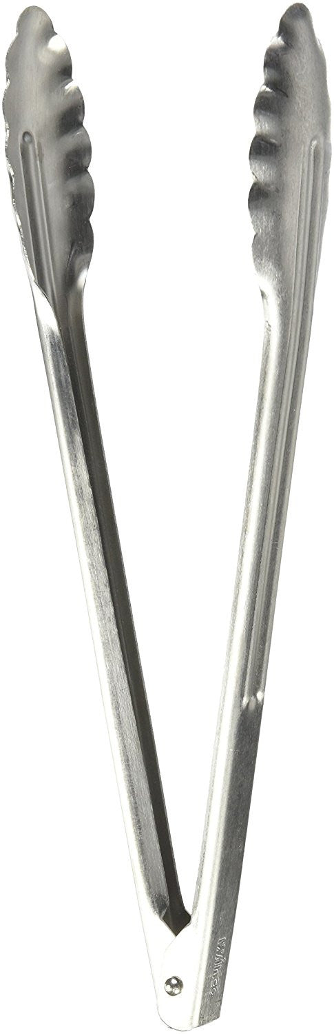 Stainless Steel Coiled Spring Utility Tong, Scalloped Edge